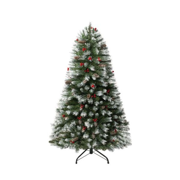 Snow tipped Christmas Tree with berries and pine cones, 2.4m
