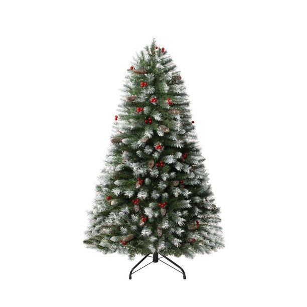 Snow tipped Christmas Tree with berries and pine cones, 2.4m Shop