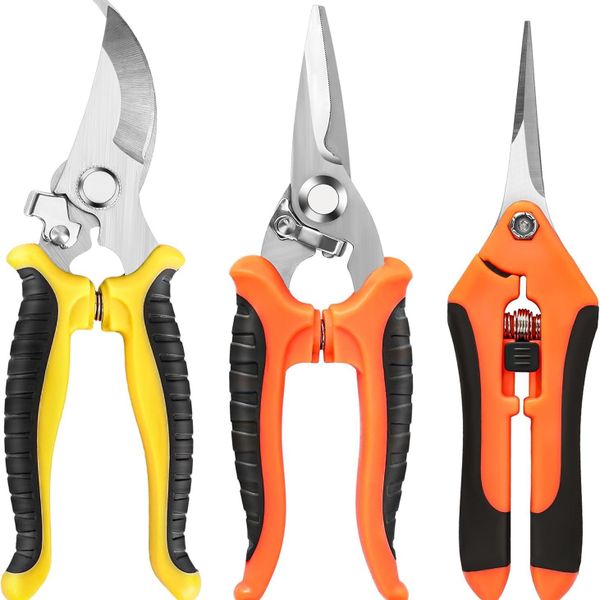 Pruning Shears Stainless Steel Blades Garden Handheld Pruners Set (3 Pack)