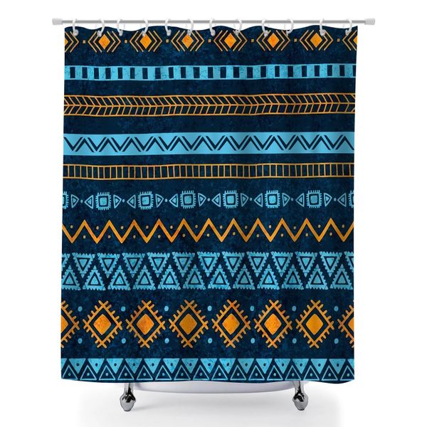 Waterproof Polyester Shower Curtain, 180x180cm Ethnic Print Bath Curtain
