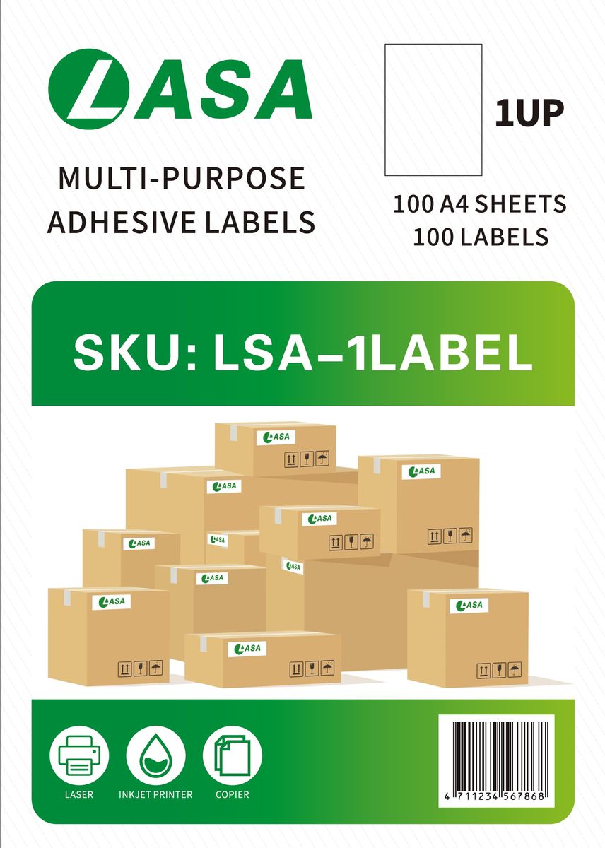 Multi Purpose A4 Adhesive Label Sticker (Box of 100's)