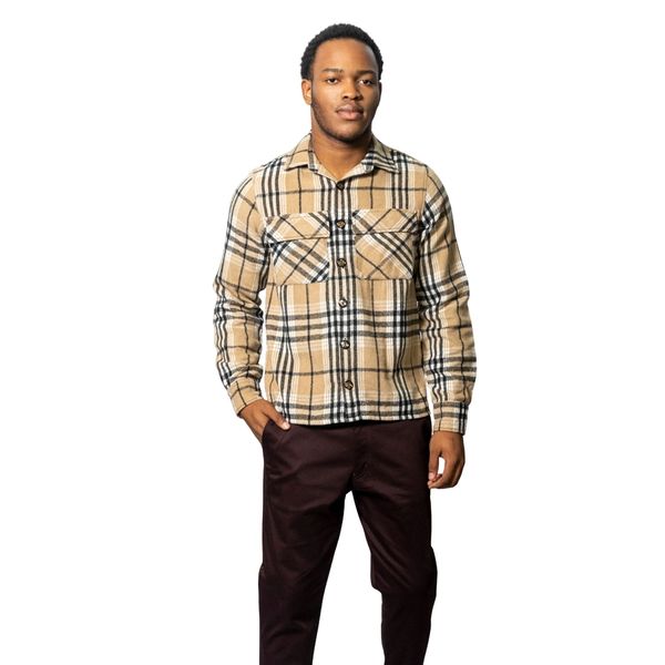 Men's Flannel Check Casual Shirt - Brown