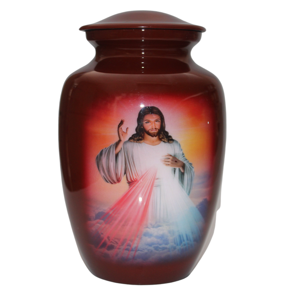 Jesus Divine Mercy Aluminium Memorial Cremation Urn For Ashes