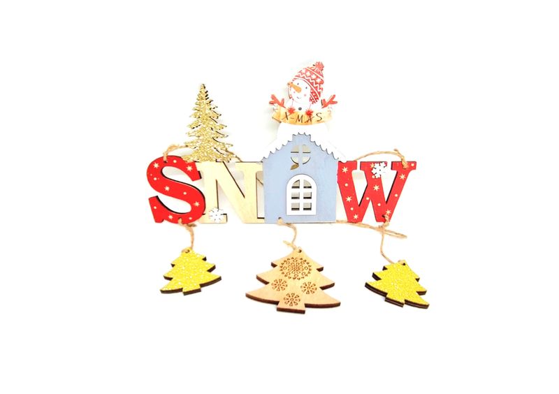 Wooden Christmas Snowman Wall Hanging