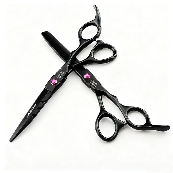 6 Inch Black Stainless Steel Thinning Scissors Hair Salon Scissors