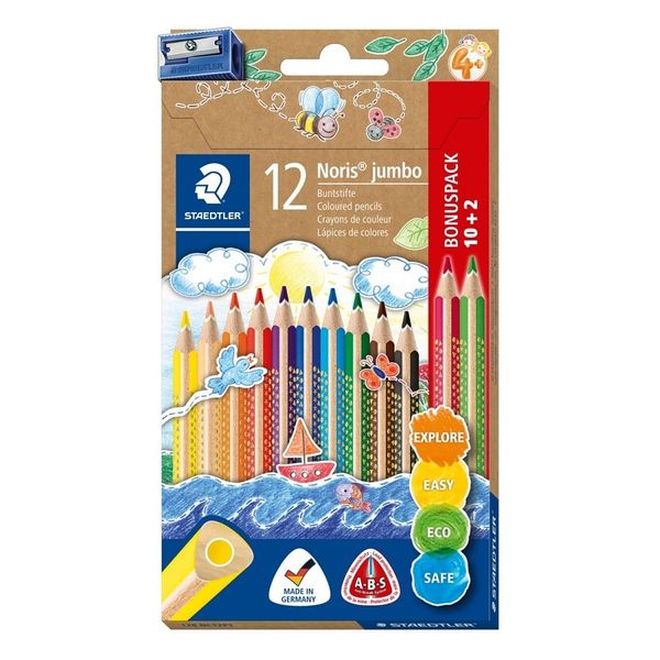 Staedtler Noris Coloured Pencils Jumbo Assorted Pack 12
