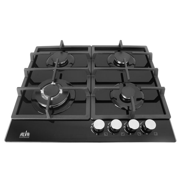 ALVA 60cm 4-Burner Gas Hob Glass Top Battery operated auto ignition