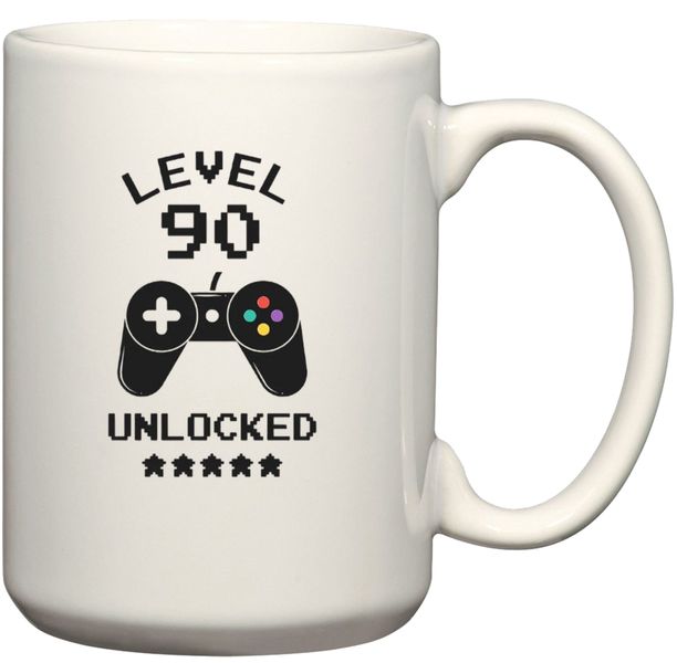 Level 90 Unlocked 90th Birthday Gamer Gaming Gift Coffee Mug