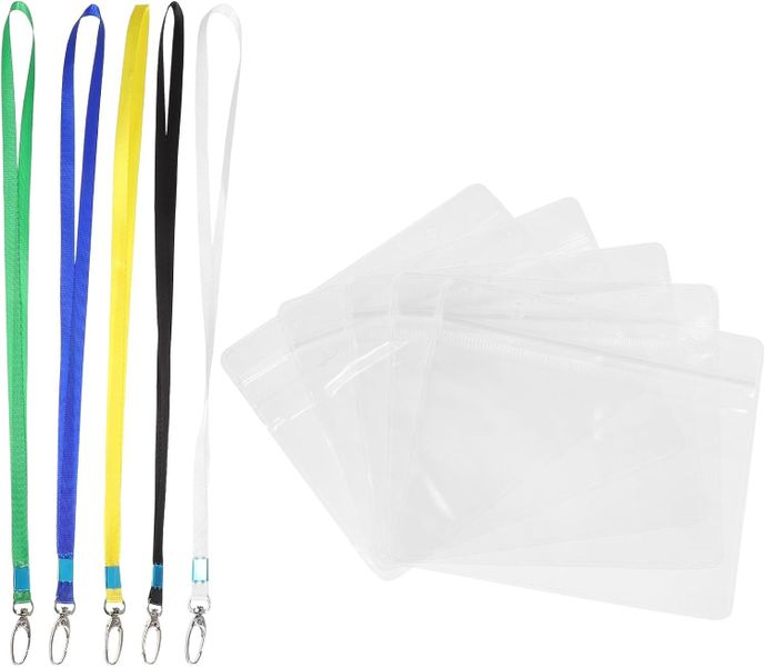 4x3 Inch Waterproof Badge Holders with Lanyards, Id Card Sleeves