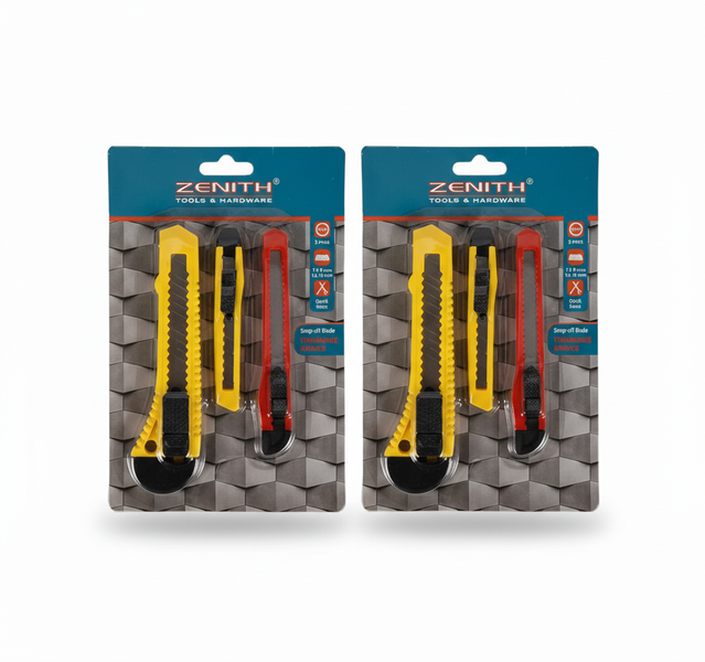 Zenith Snap-Off Blade Knife Set - 3 Piece 18mm &amp; 9mm Blades - 2 Pack