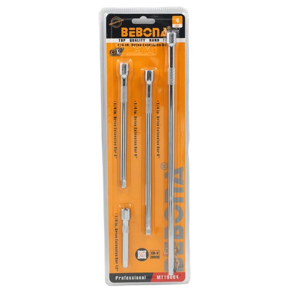 Bebona 1/4" Drive Extension Bar Kit (4 Piece) - Durable CR-V Construction