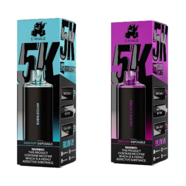 E-Xhale 5000 Puffs Disposable Vape - Bubblegum &amp; Grape Lychee (Pack of 2)
