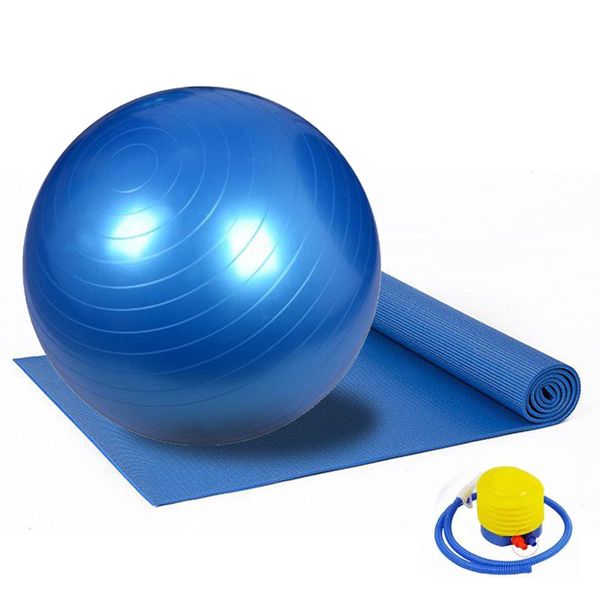Yoga Mat &amp; Exercise Ball - Blue