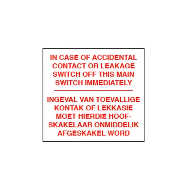 Red On White Main Switch Label 55mm X 70mm 10 Pack