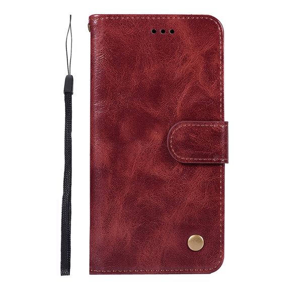 Vintage Faux Leather Flip Case compatible with Huawei Y7 Pro (2019) - Brown