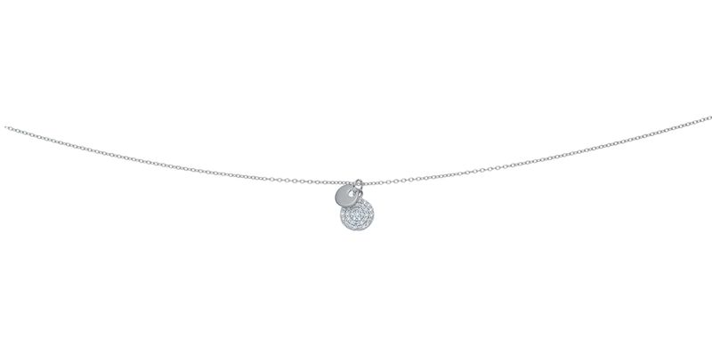 Double Round Circle Necklace - - 925 Sterling Silver