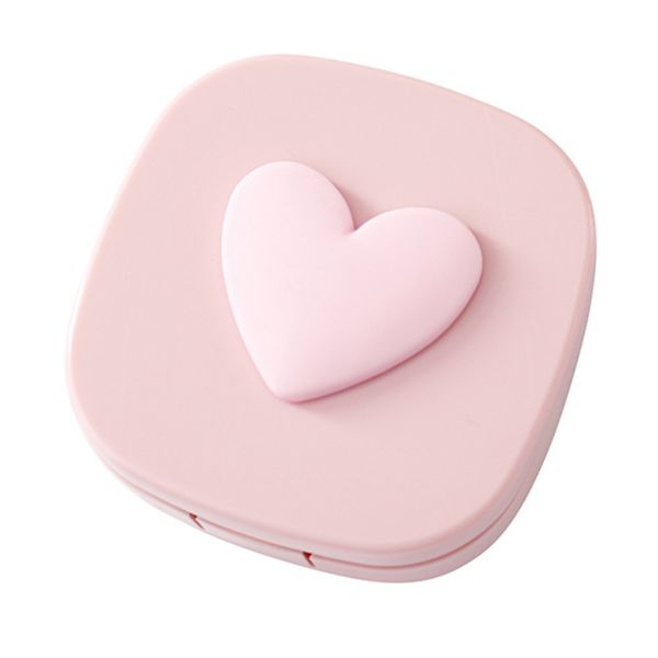 3-Piece Portable Cute Heart-shaped Contact Lens Case with Mirror
