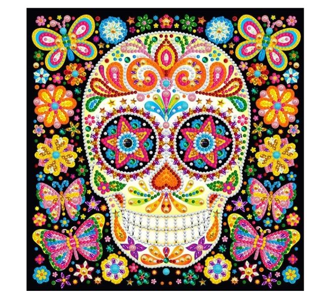 Sugar Skull Flowers 30 x 30cm Diamond Art