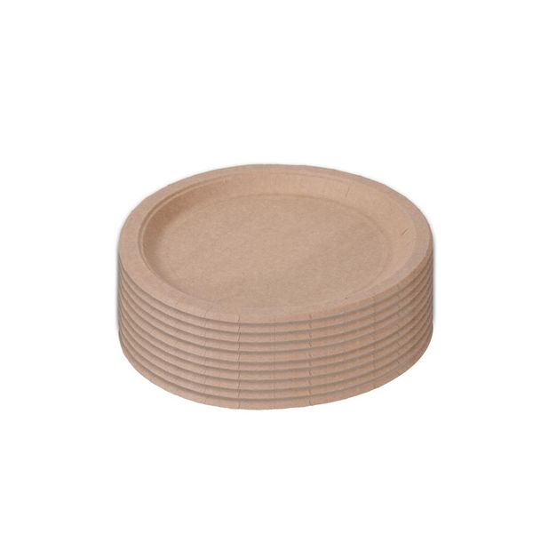 Kraft Paper Plates Party Pack - 10 Pieces - 17cm - Eco-friendly