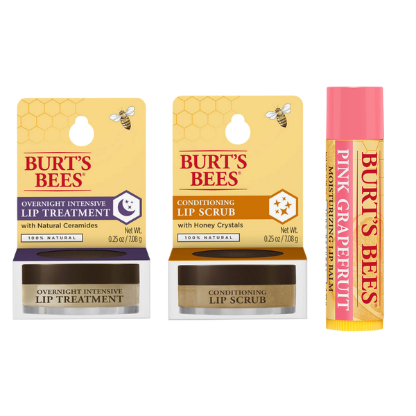 Burt's Bees 3-Step Naturally Soft Lip Care Pack, and Conditioning Lip Scrub