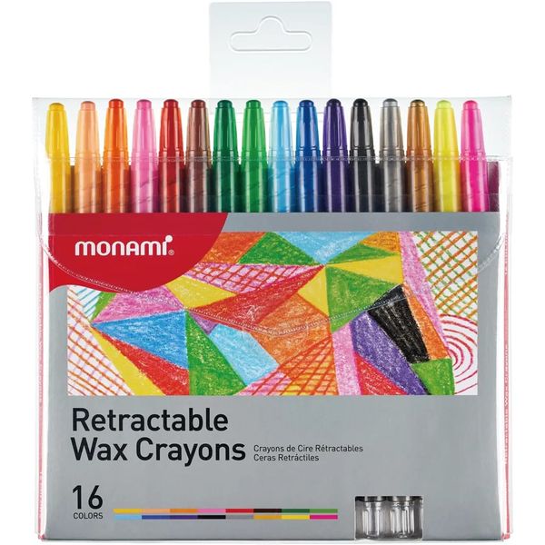 Monami Wax Crayons Retractable Assorted (Set of 16)