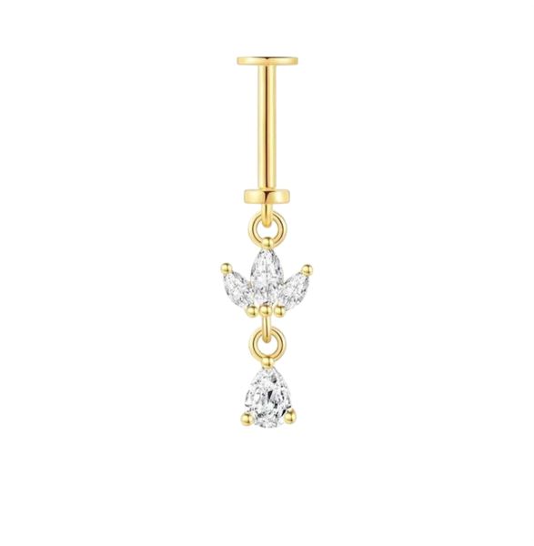 Luxury Sterling Silver Hidden Helix Piercing Jewelry - Gold
