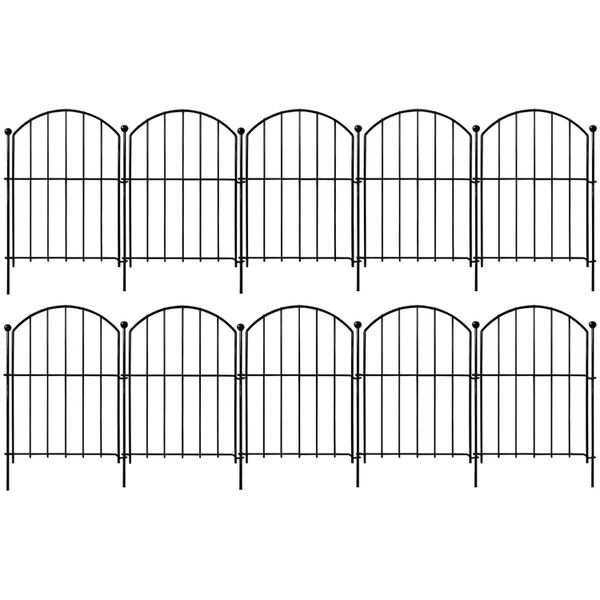 10-Piece Decorative Garden Border Fence - 3m Total Length, 43cm High, Metal