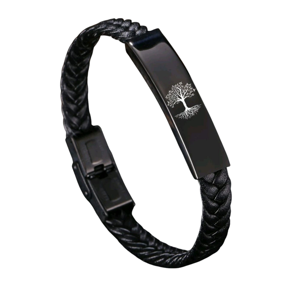 1pc Tree Print, PU Leather Bracelet For Men