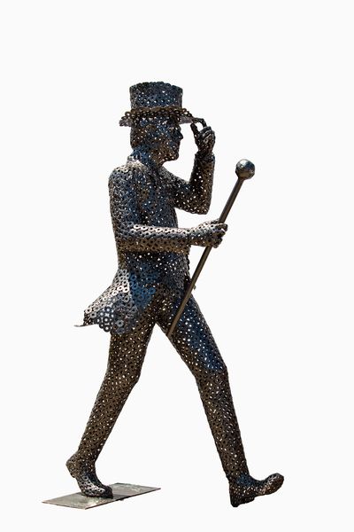 A Timeless Icon: A Metal Sculpture of Johnny Walker