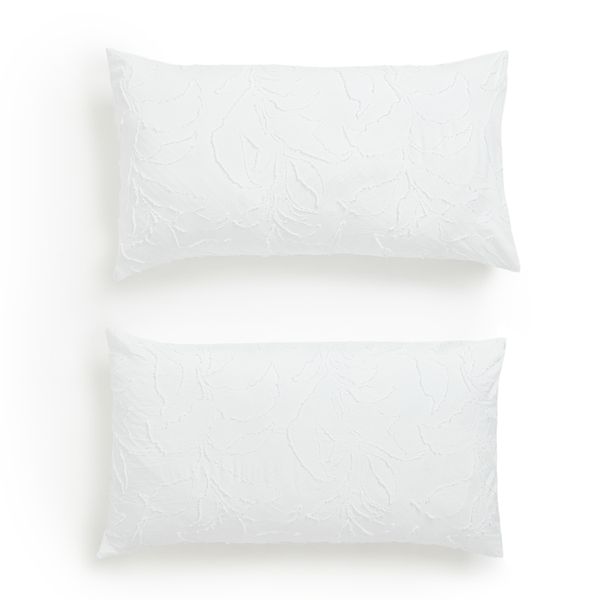 George &amp; Mason - Tufted Jacquard Leaf 2 Pack Pillowcases - King Size