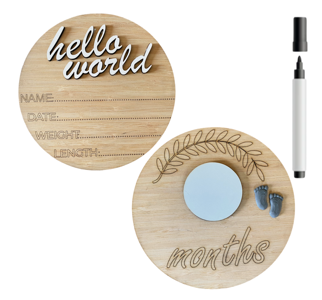 Birth Announcement &amp; Monthly Milestone Photo Prop Boards - 3mm Wood