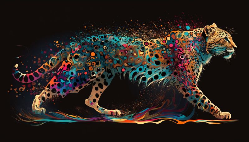 Canvas Wall Art - Walking Colourful Tiger