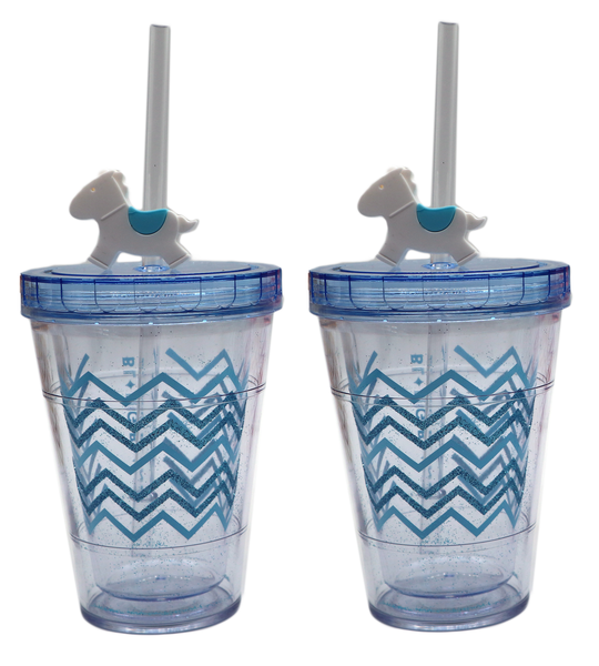 410ml Double Transparent Wall Flash Trojan Cup / Tumbler Set Of 2