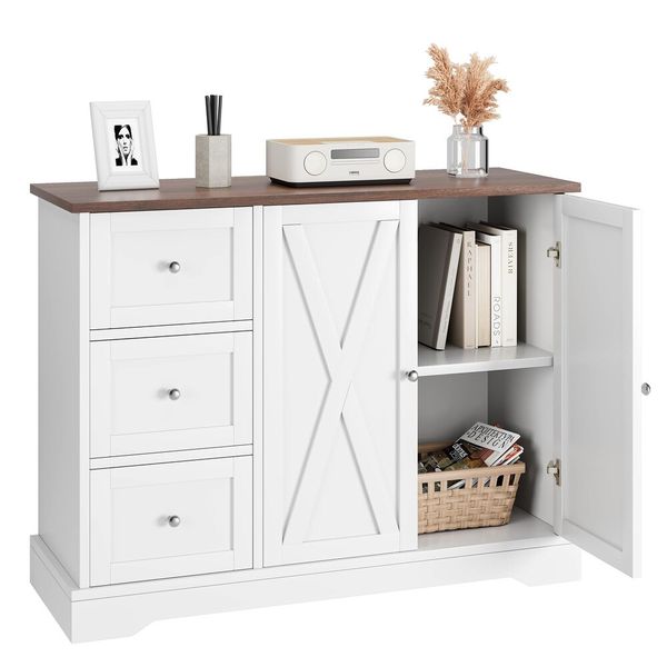 Sideboard Buffet Kitchen Cabinet Coffee Bar 3 Drawers 2 Storage Cabinet