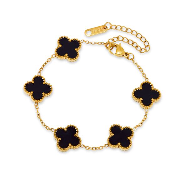 Steel My Heart Waterproof Black Clover Stainless Steel Bracelet