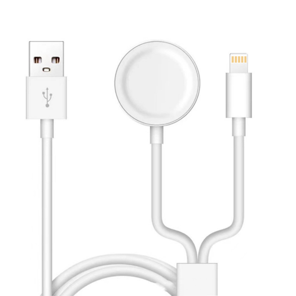 USB 2 in 1 Watch and Phone Charger 1m Lighting and USB Mental Shell
