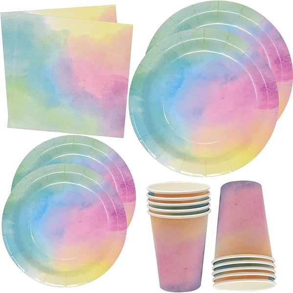 Rainbow Tie Dye Party Decorations - 50 pieces