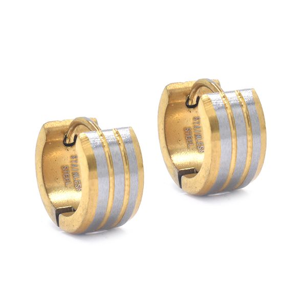 Xcalibur Stainless Steel Two-Tone Matt Huggie Earrings