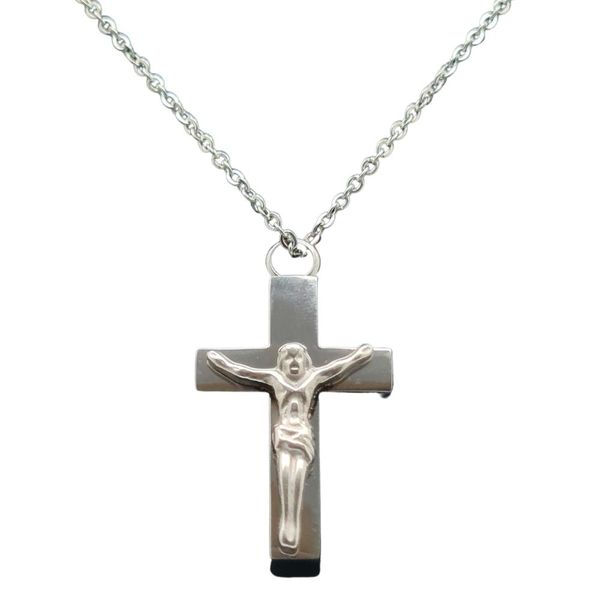 Crucifix Pendant and Chain - Stainless Steel Cremation Jewellery