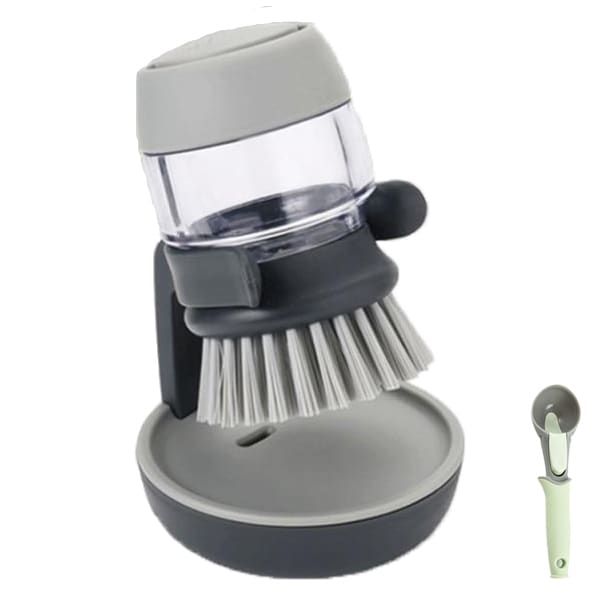 Grey Soap Dispenser Brush with Drip Tray with Scoop