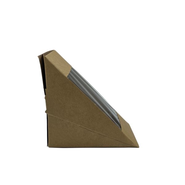 Kraft Sandwich Wedge 4 Slice - PLA Window, 12 x 7.5cm - 25 Pack