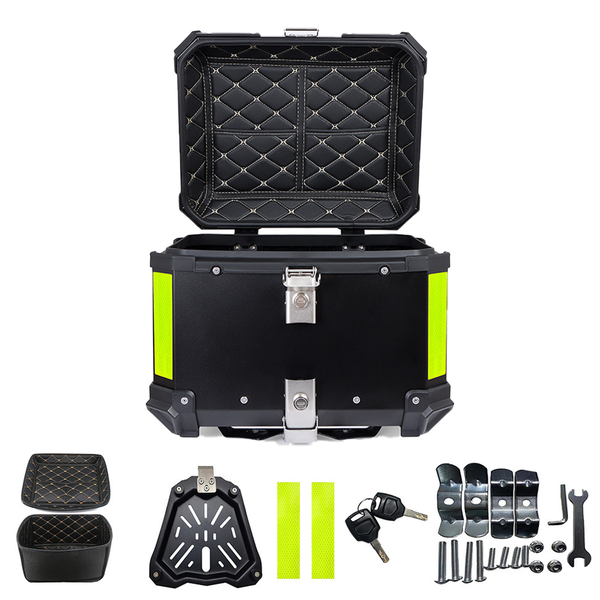45L Aluminum Motorcycle Top Case Universal Waterproof with Lock Backrest