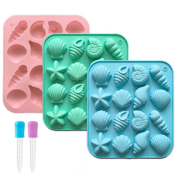 3 Piece Silicone Gummy Moulds Jelly Candy Chocolate Molds with 2 Droppers
