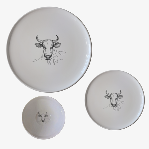 Farm Cow Porcelain 12 Piece Dinner Set