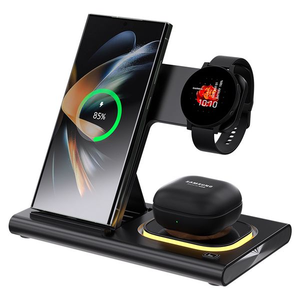 3-in-1 Foldable Wireless Charging Stand for Phone, Watch &amp; Earbuds