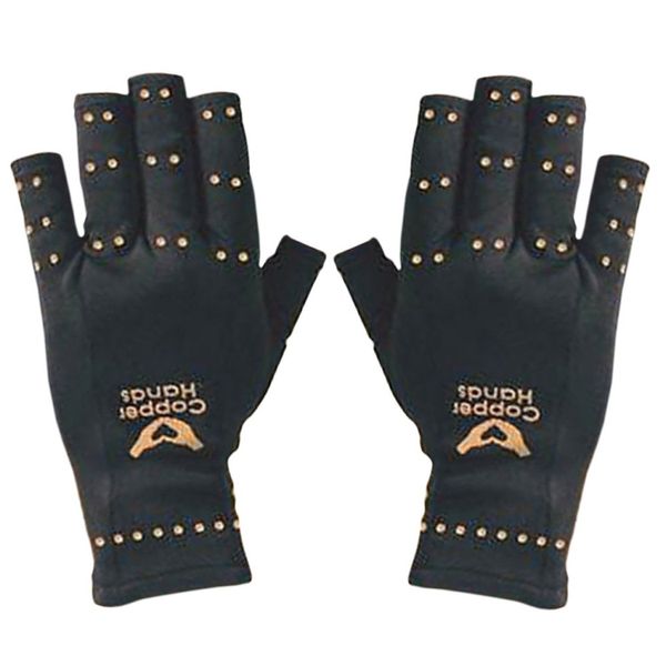 Anti-Arthritis Half finger Copper Therapy Gloves With Grippers Hand Support