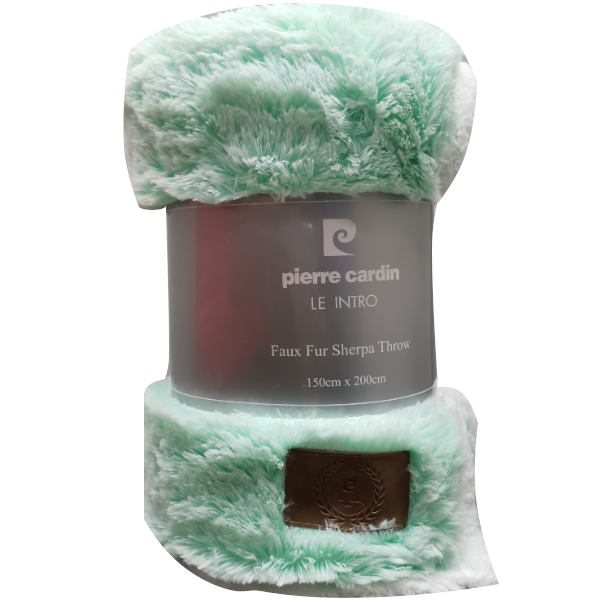 Pierre Cardin - Faux Fur Sherpa Throw - Turquoise