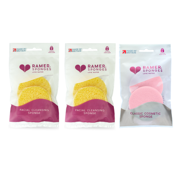 Ramer Cosmetic and Facial Cleansing / Exfoliating Sponges Bundle