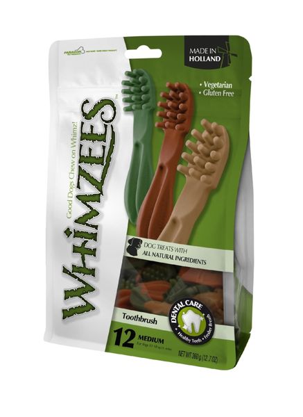 Whimzees Toothbrush Medium Dog Treats - Value Bag (12 pieces)