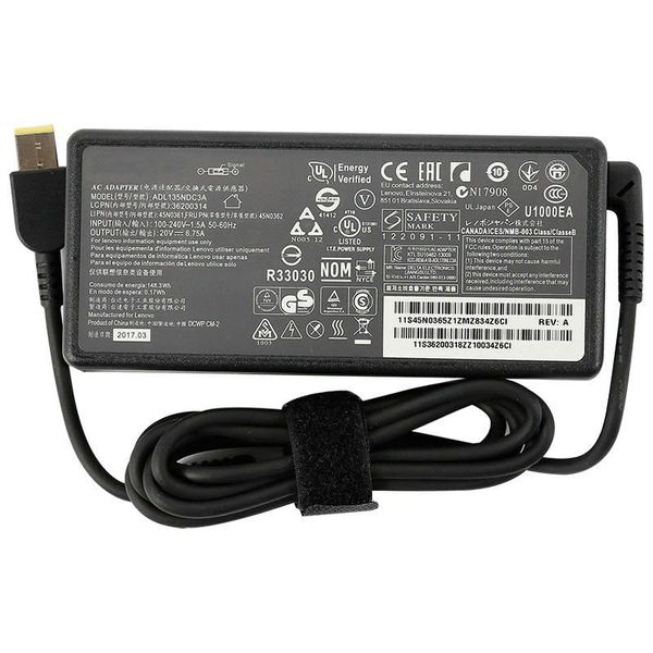 Replacement Laptop Charger For Lenovo (USB PIN) 135W 20V 6.75A - Woo
